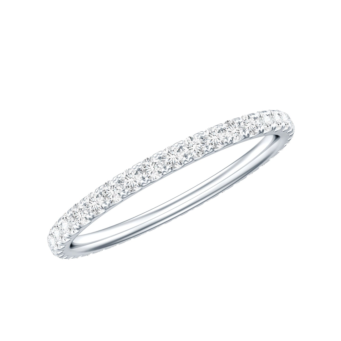 Certified Pave Moissanite Stackable Eternity Band in Silver