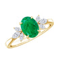 Natural 1.2 Carat Oval Emerald Engagement Ring with Diamond Trio