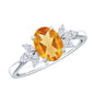 Certified Real 1 Carat Citrine Oval Engagement Ring with Diamond Trio