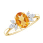 Certified Real 1 Carat Citrine Oval Engagement Ring with Diamond Trio