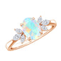 1.2 Carat Natural Rainbow Opal Oval Engagement Ring with Diamond