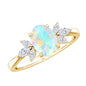 1.2 Carat Natural Rainbow Opal Oval Engagement Ring with Diamond