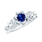 Certified Lab Grown Blue Sapphire Flower Engagement Ring with Diamond