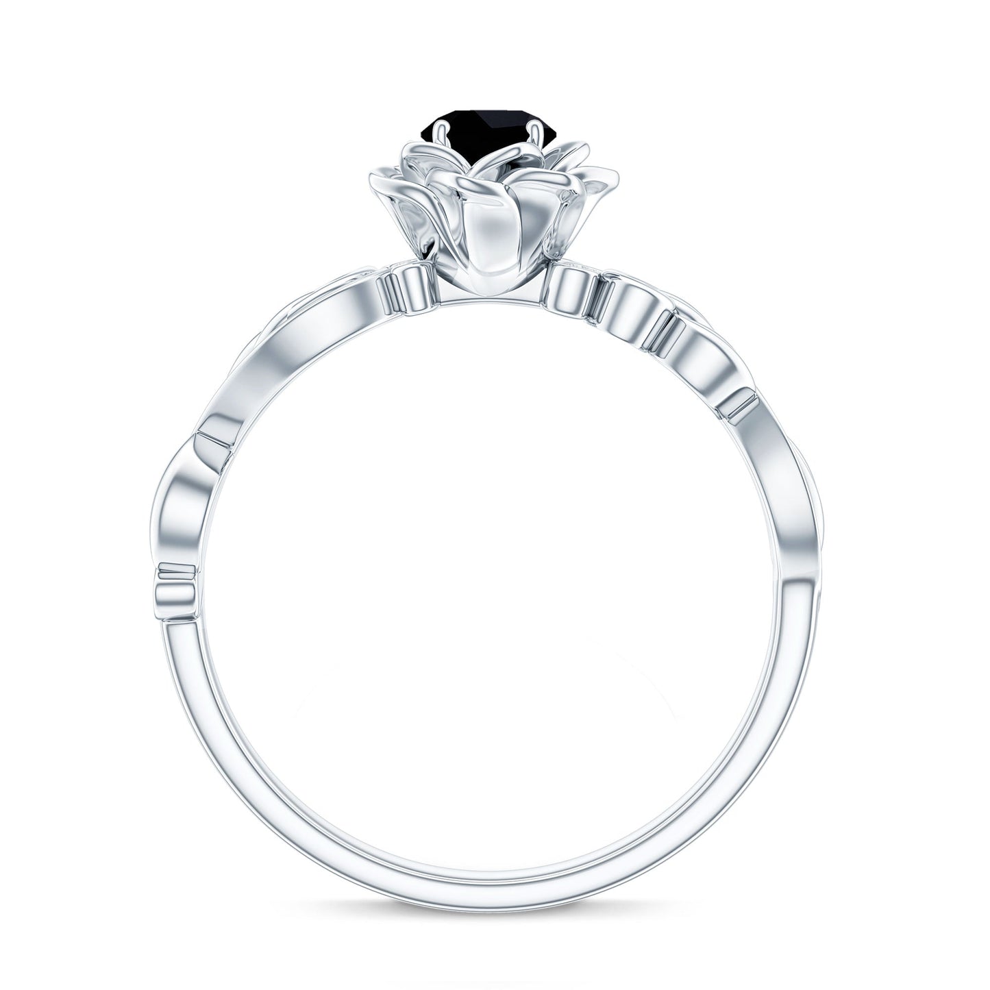 Certified 0.8 Carat Lab Grown Black and White Diamond Flower Engagement Ring