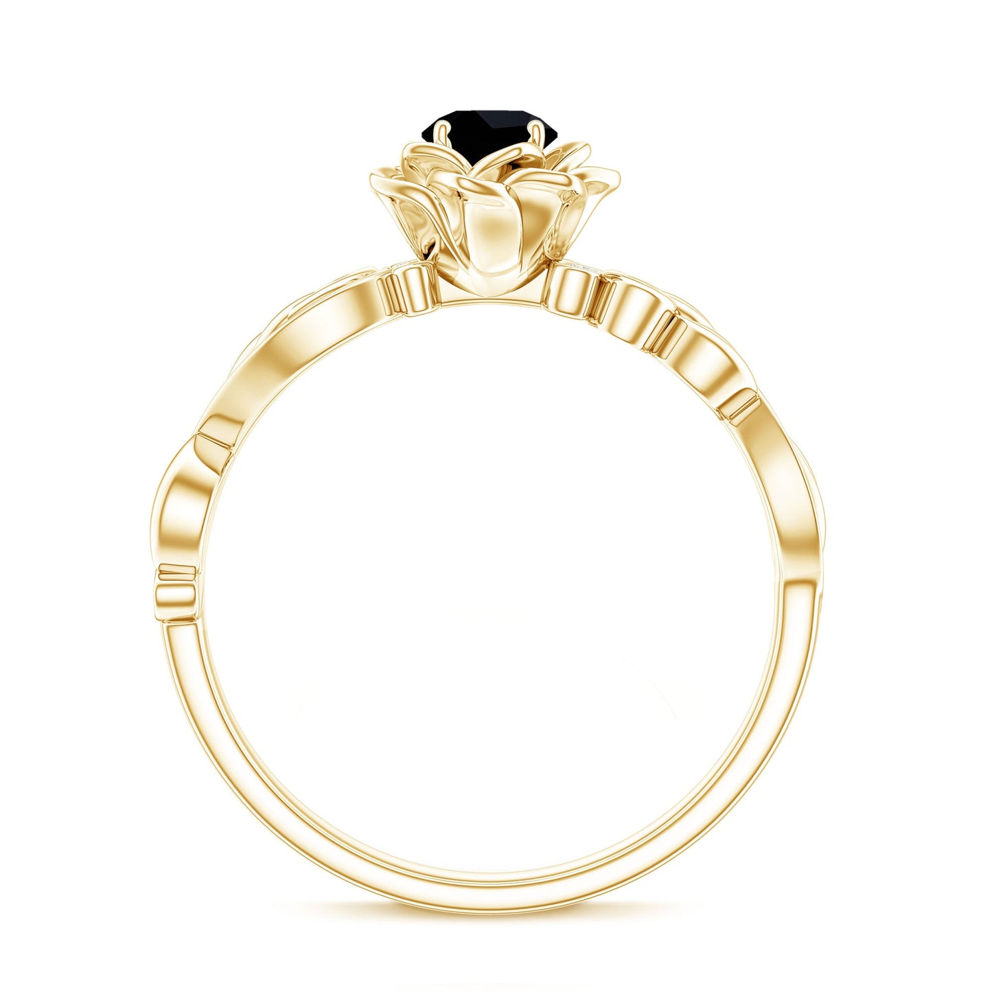 Nature Inspired Black Onyx and Diamond Floral Engagement Ring