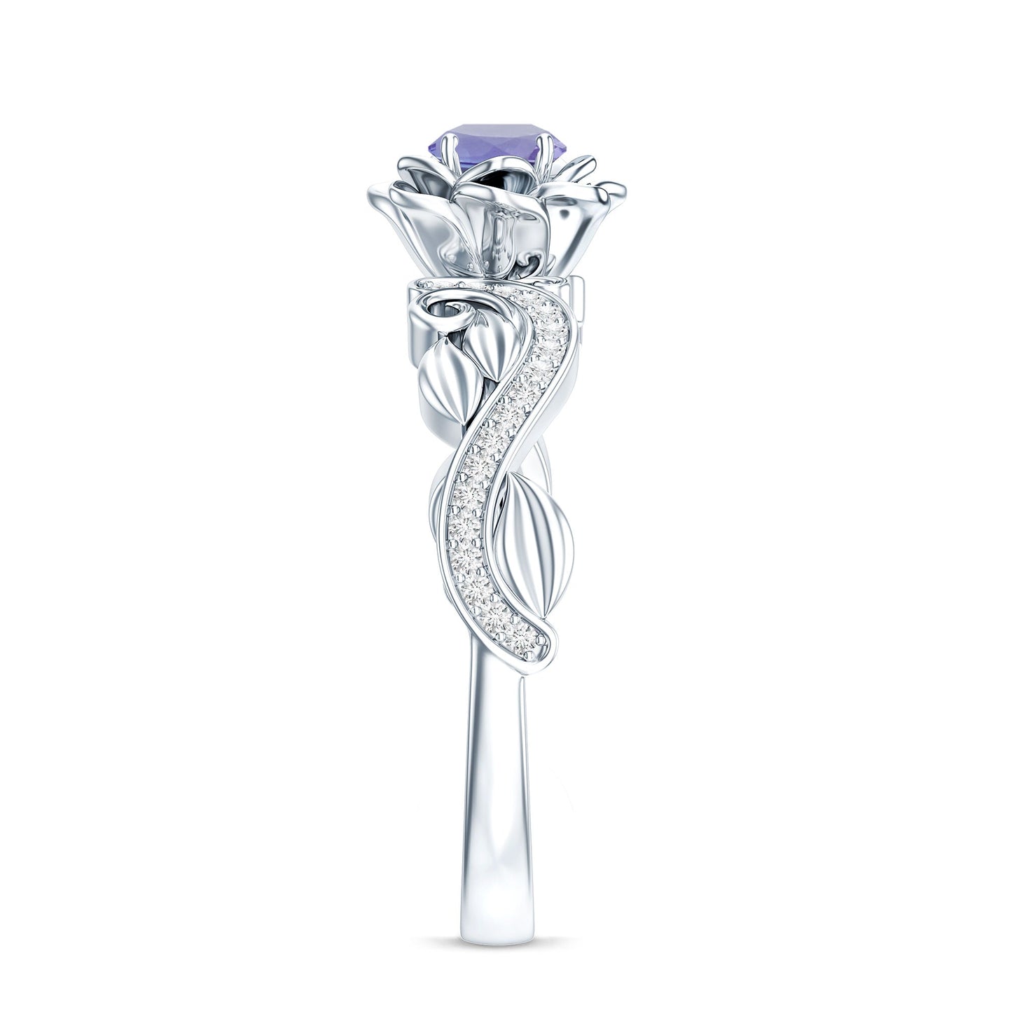 Nature Inspired Tanzanite Engagement Ring with Diamond