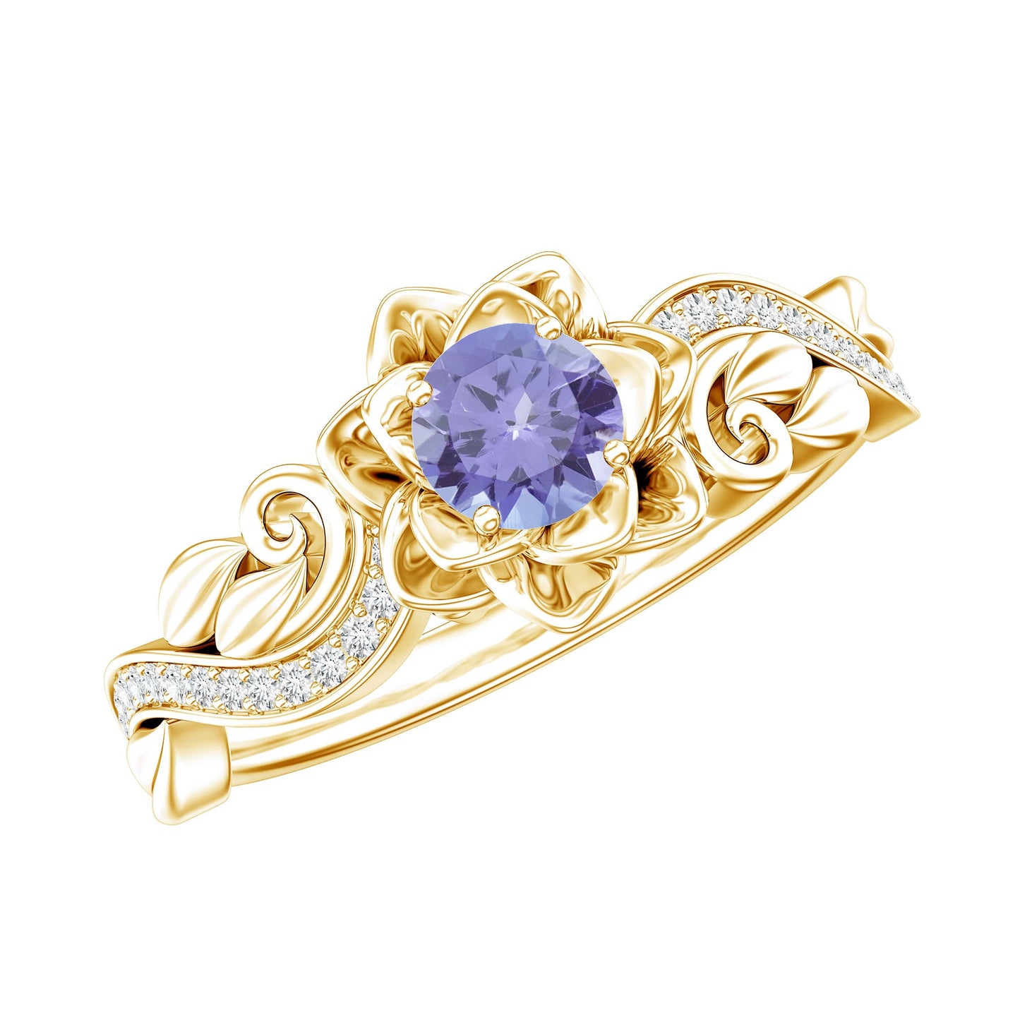 Nature Inspired Tanzanite Engagement Ring with Diamond