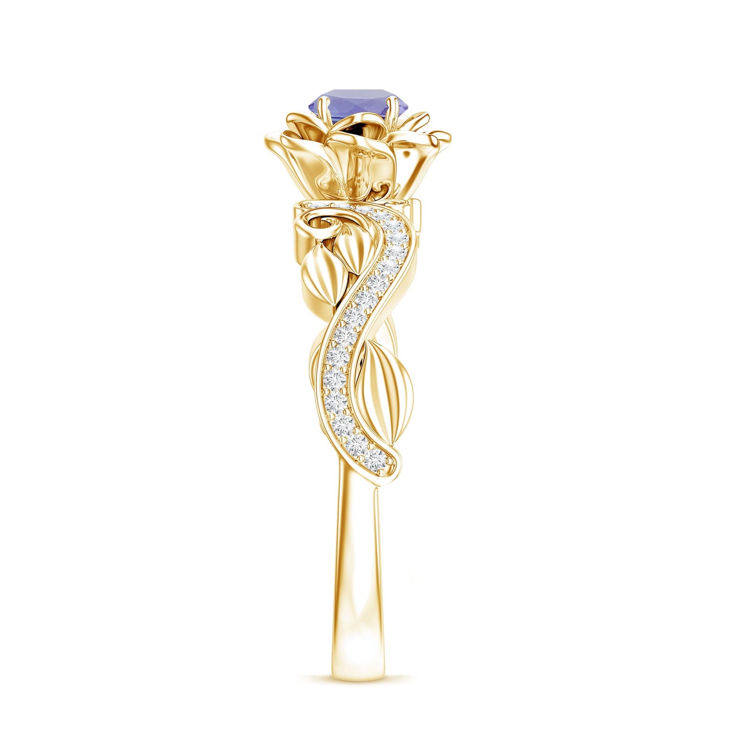 Nature Inspired Tanzanite Engagement Ring with Diamond