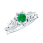 Natural Emerald Flower Engagement Ring with Diamond