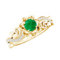 Natural Emerald Flower Engagement Ring with Diamond