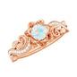 Genuine Ethiopian Opal Flower Engagement Ring With Real Diamond