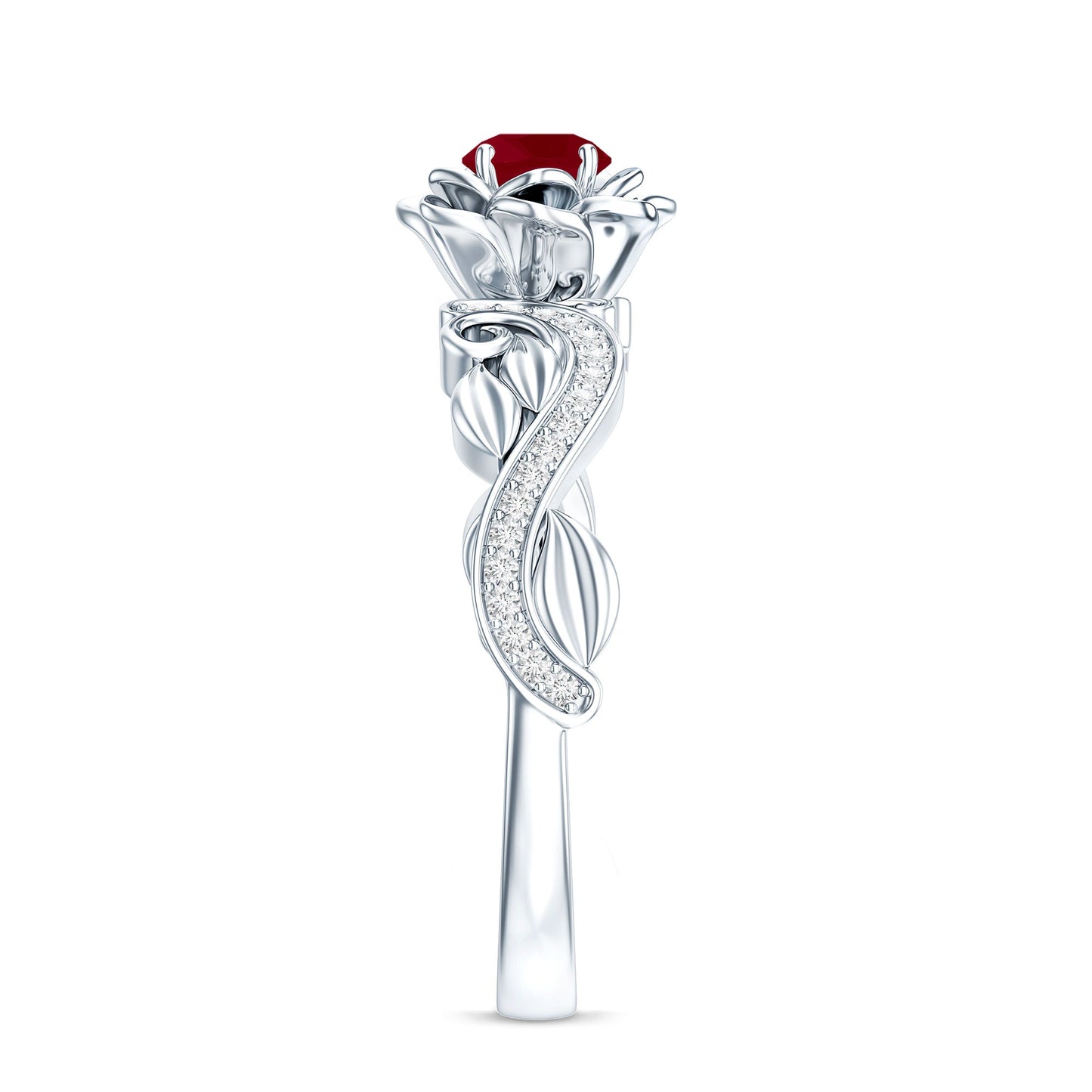 Nature Inspired 0.6 Carat Ruby Diamond Engagement Ring for Women