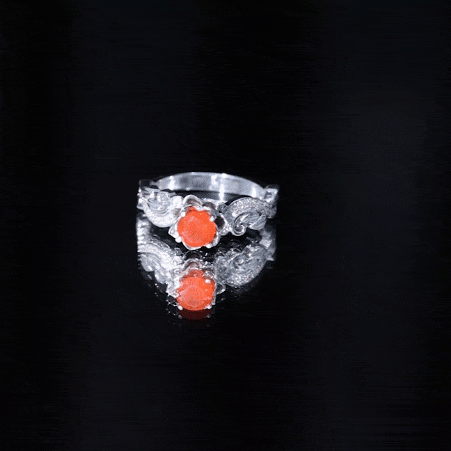 Nature Inspired Fire Opal and Diamond Engagement Ring with Certificate