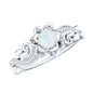 Natural Moonstone Rose Flower Engagement Ring With Diamond