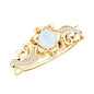 Natural Moonstone Rose Flower Engagement Ring With Diamond
