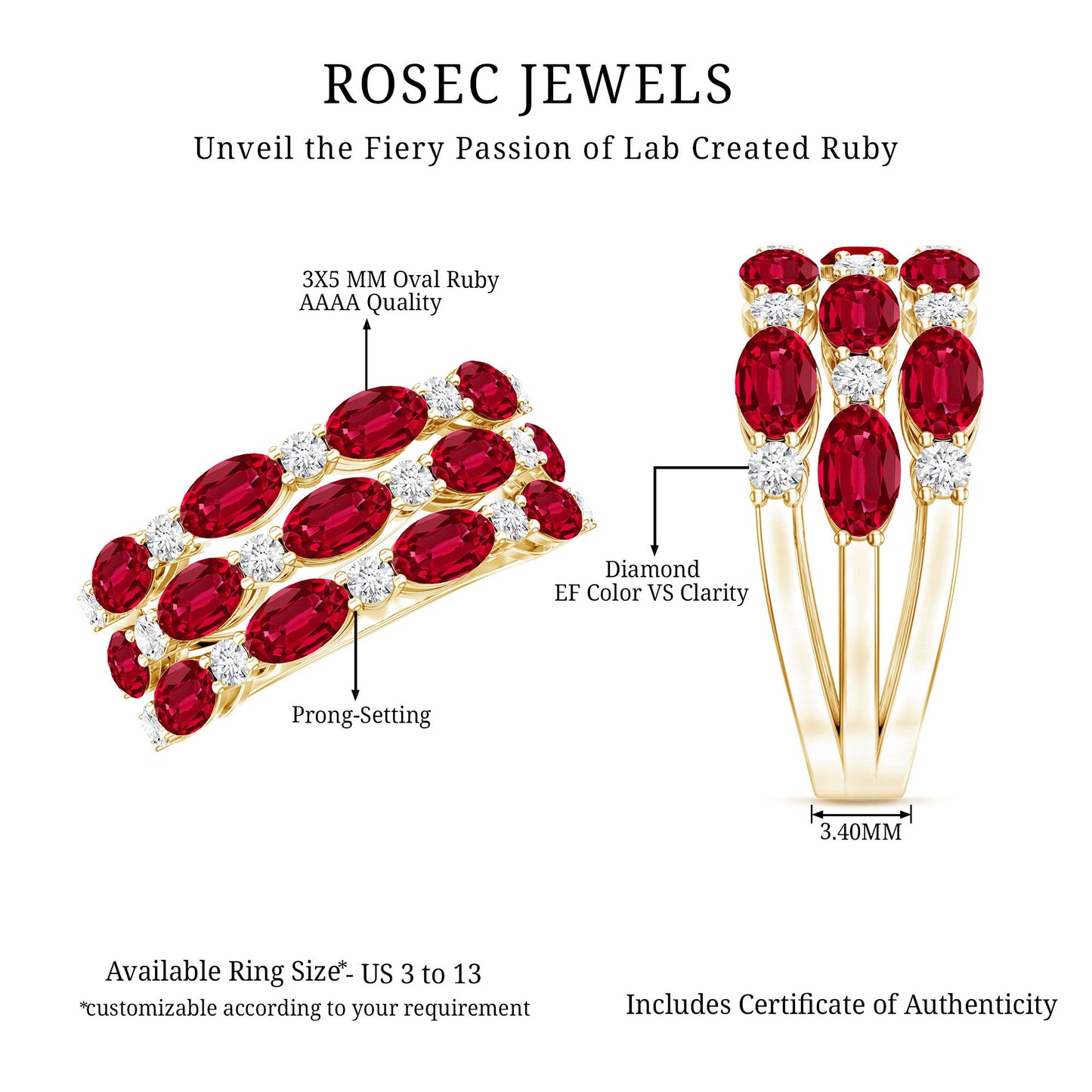 Lab Grown Ruby and Diamond Vintage Wedding Band in Silver