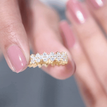 Cluster Wedding Band for Women with Moissanite