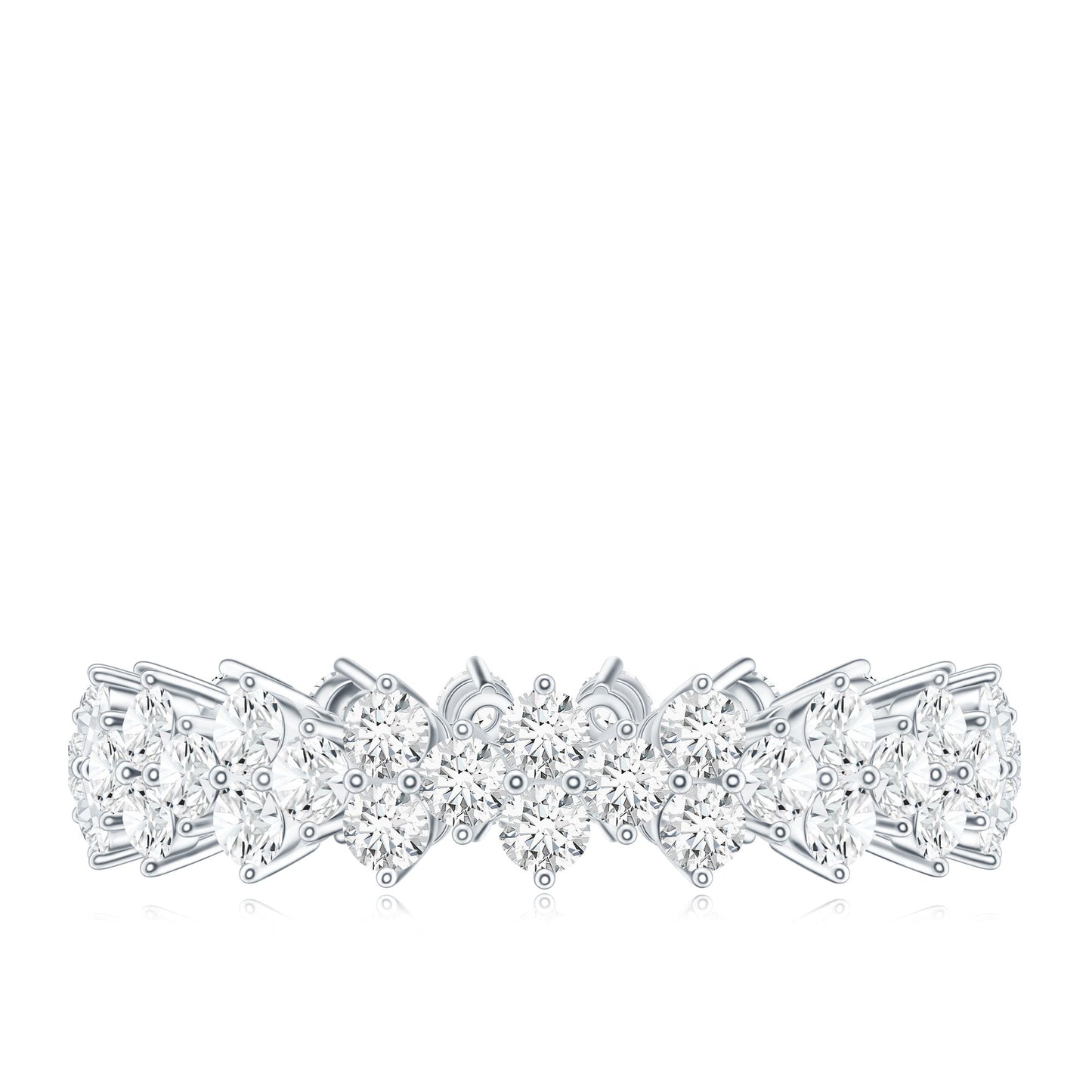 Cluster Wedding Band for Women with Moissanite