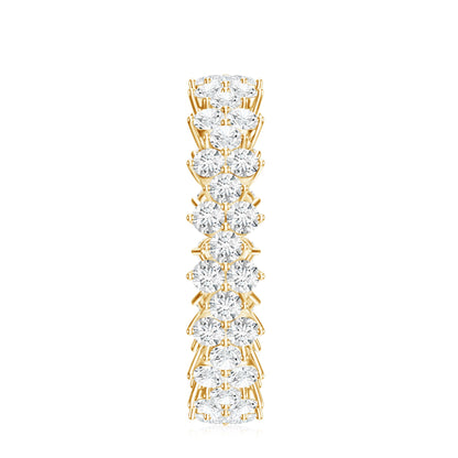 Cluster Wedding Band for Women with Moissanite