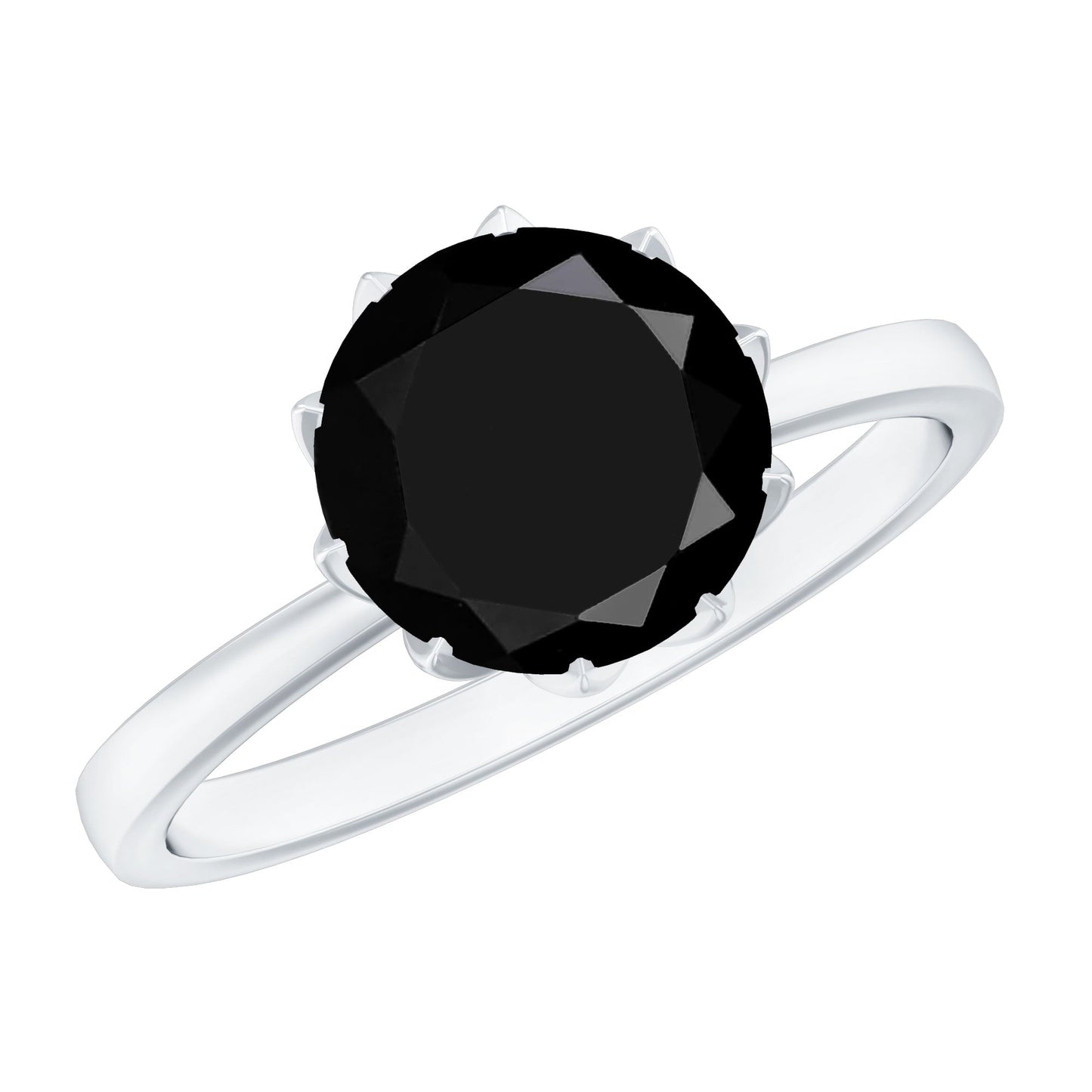 Lotus Basket Set Solitaire Black Onyx Engagement Ring for Women