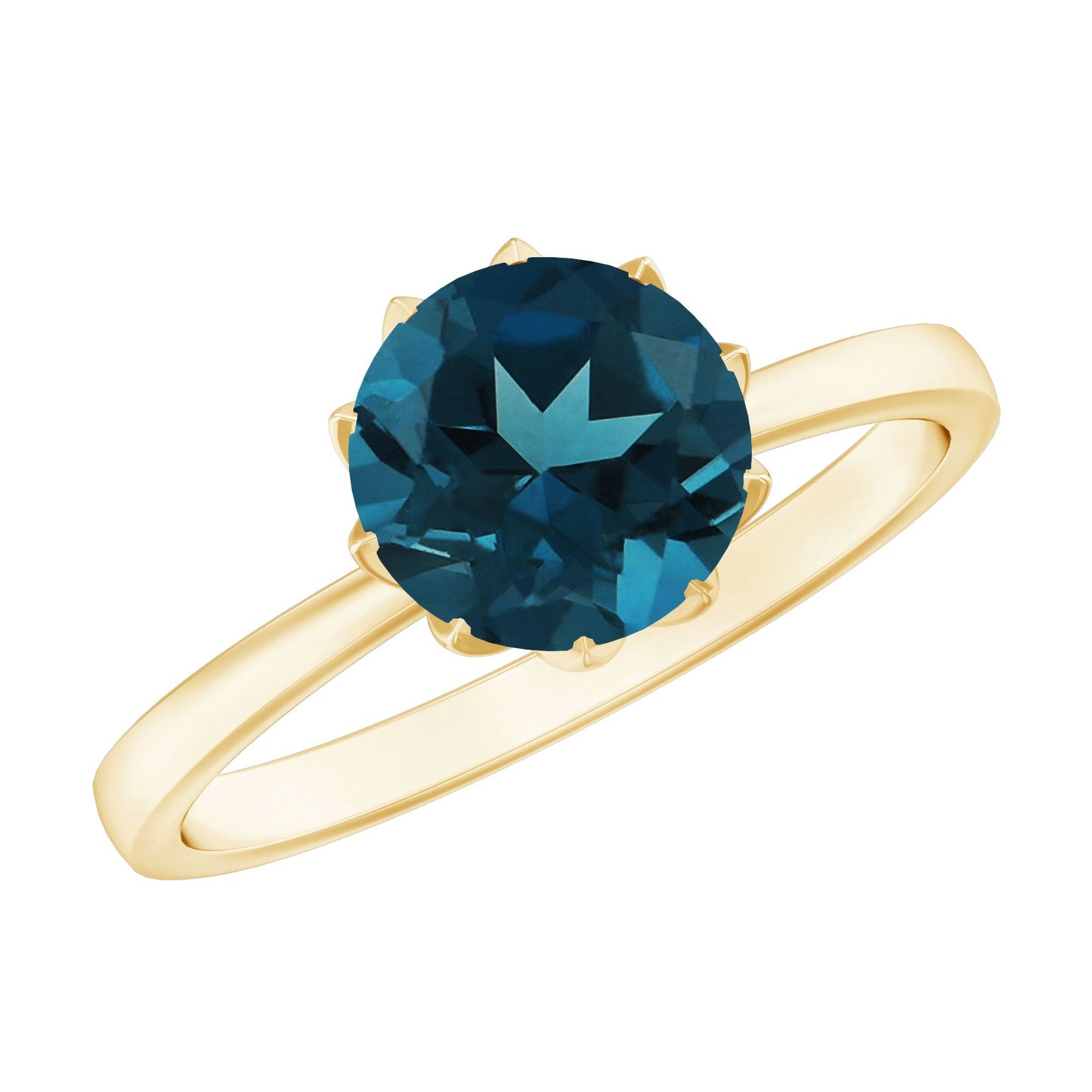 Lotus Basket Set Solitaire London Blue Topaz Engagement Ring