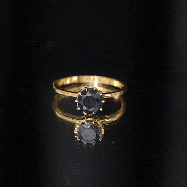 Natural 2.68 Carat Black Spinel Solitaire Engagement Ring