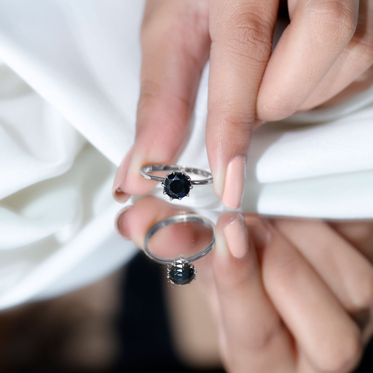 Natural 2.68 Carat Black Spinel Solitaire Engagement Ring