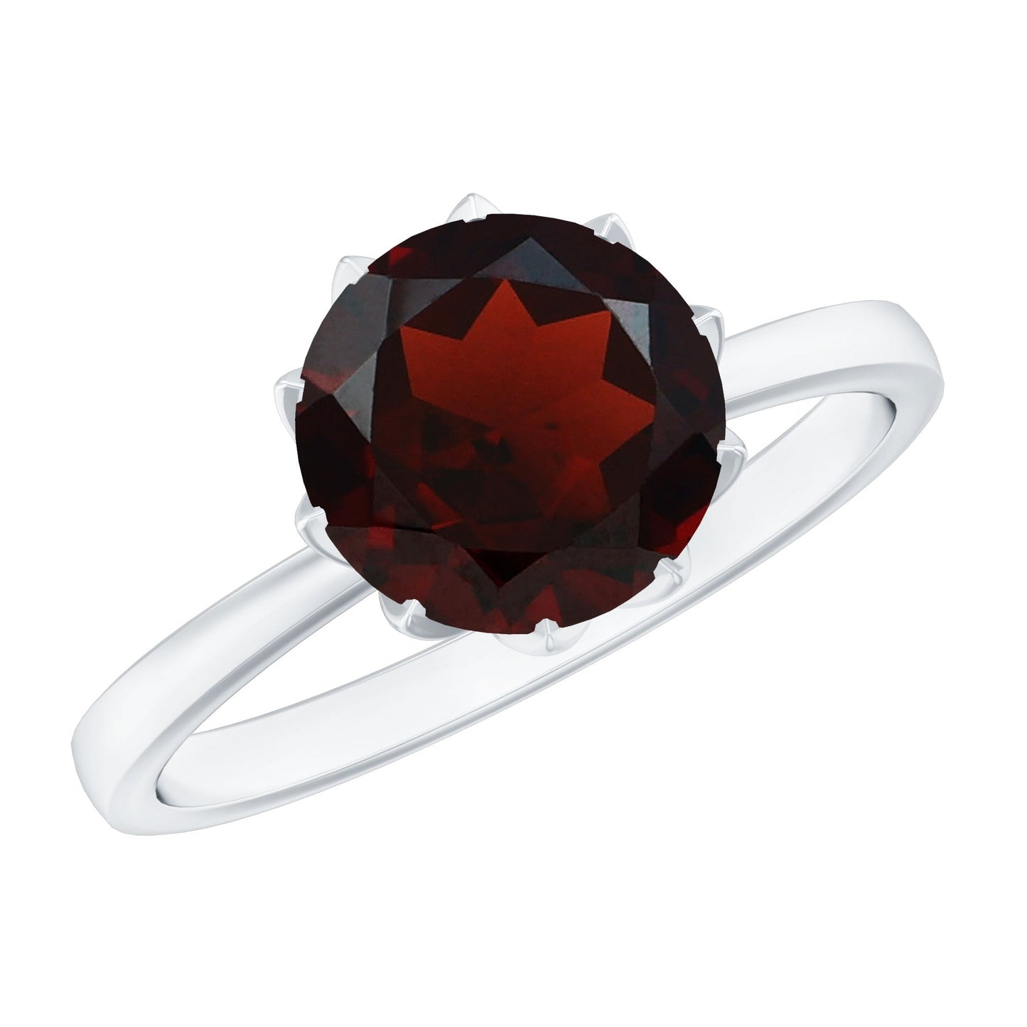 Natural 2.3 Carat Garnet Solitaire Engagement Ring