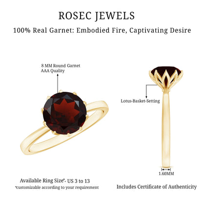 Natural 2.3 Carat Garnet Solitaire Engagement Ring