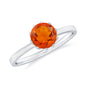 0.75 Carat Round Fire Opal Solitaire Ring in Lotus Basket Setting