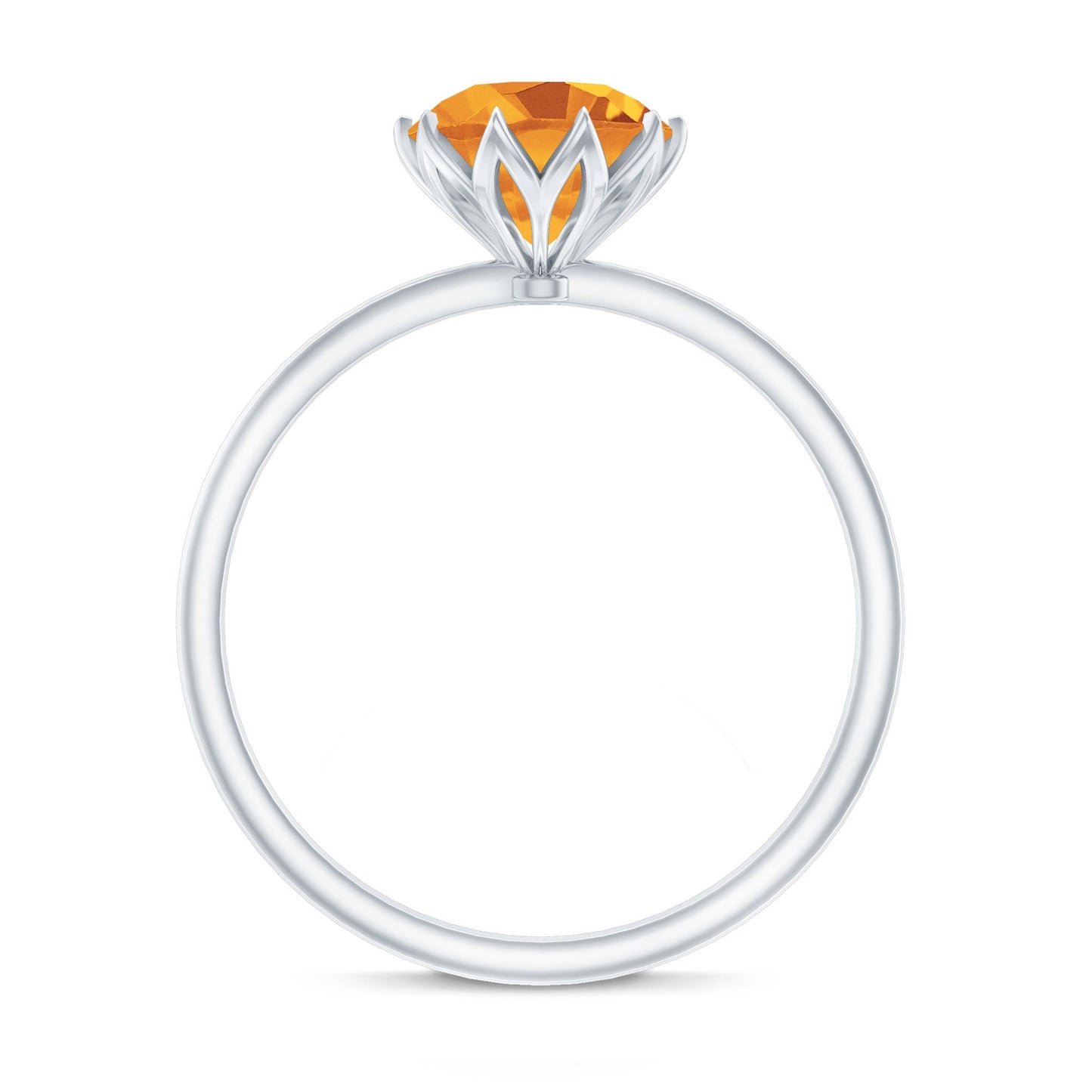 Real Solitaire Citrine Engagement Ring in Lotus Basket Setting