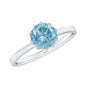 0.8 Carat Round Cut Aquamarine Solitaire Engagement Ring
