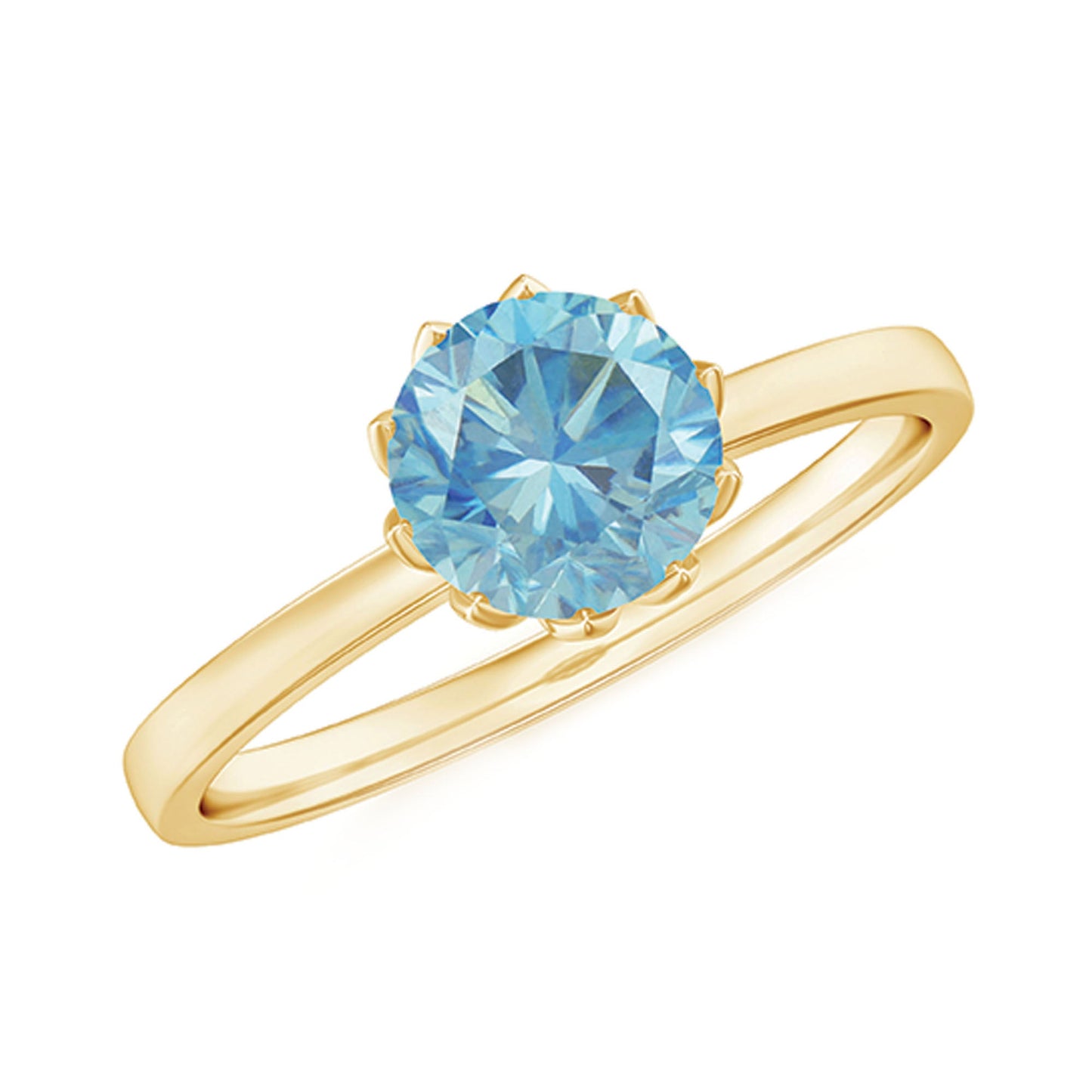 0.8 Carat Round Cut Aquamarine Solitaire Engagement Ring