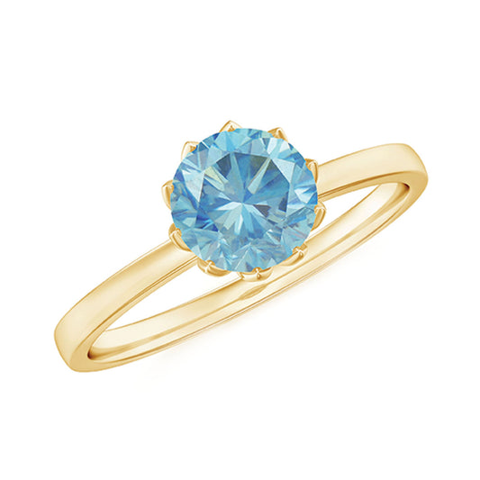0.8 Carat Round Cut Aquamarine Solitaire Engagement Ring