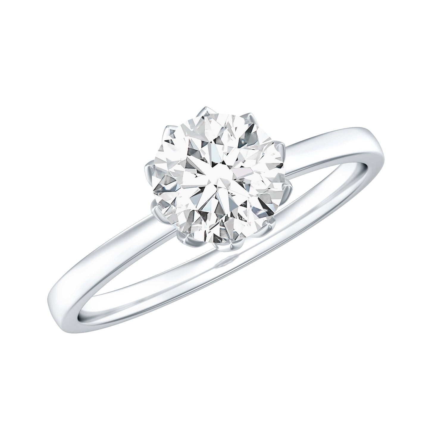 0.9 Carat Moissanite Solitaire Ring in Lotus Basket Setting