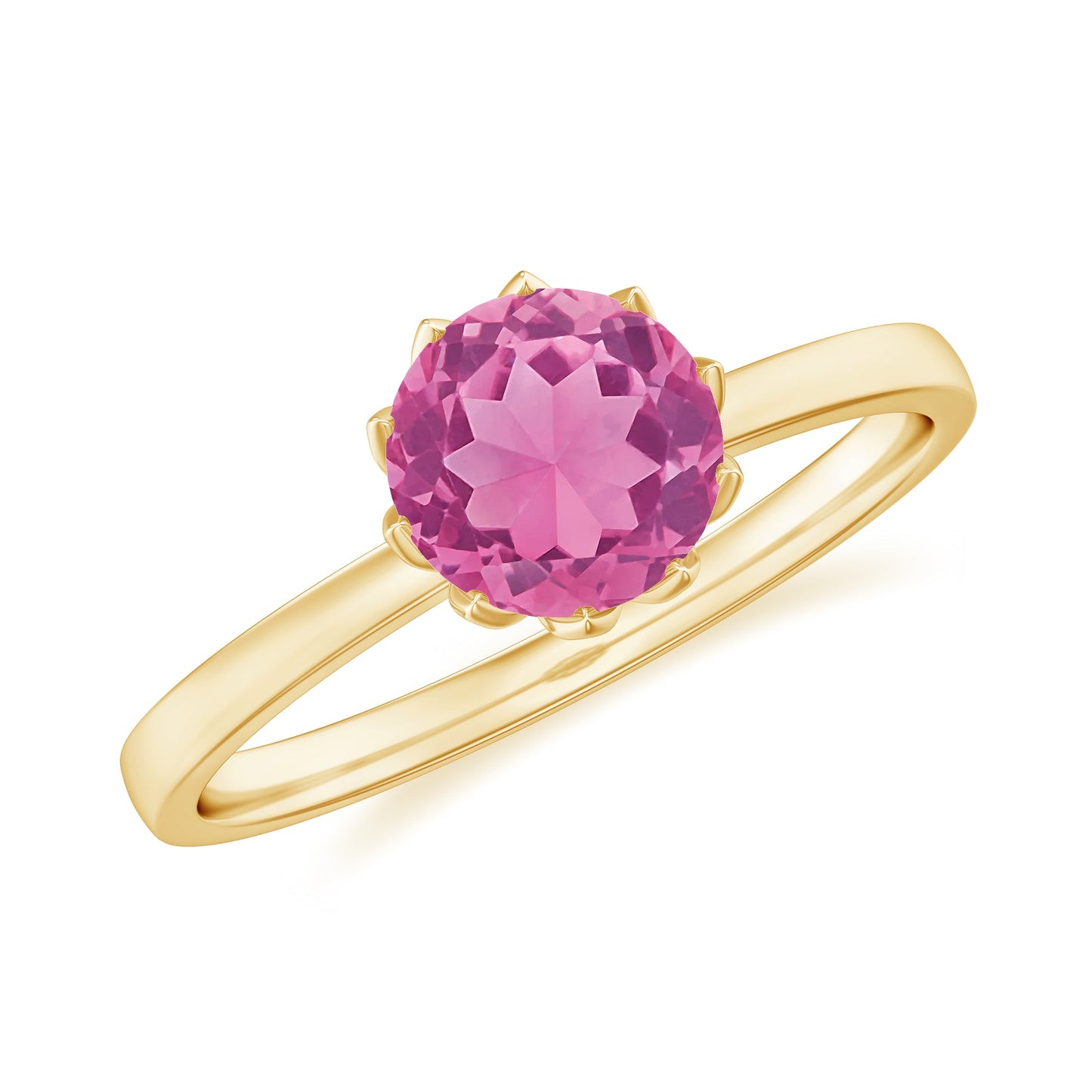 1.2 Carat Natural Pink Tourmaline Solitaire Ring in Lotus Basket Setting
