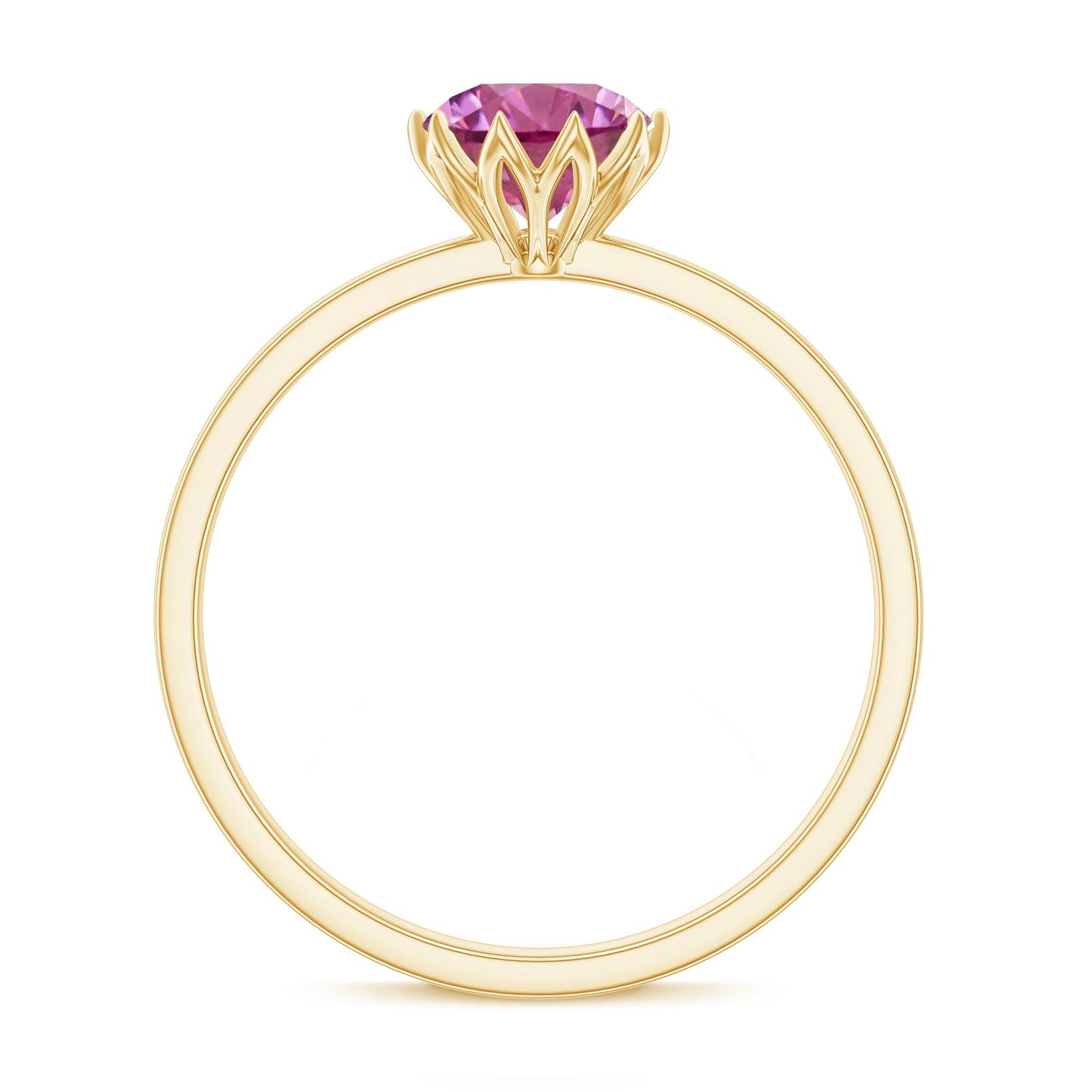 1.2 Carat Natural Pink Tourmaline Solitaire Ring in Lotus Basket Setting
