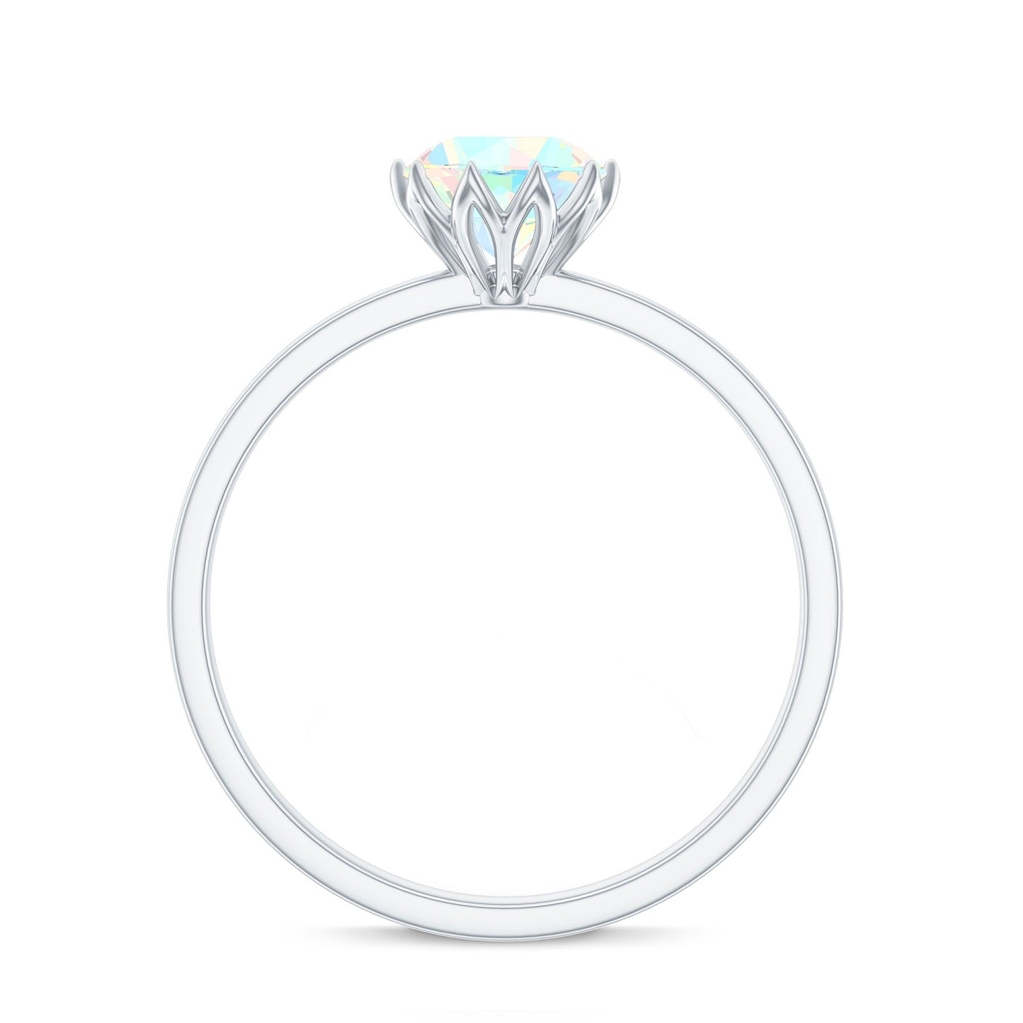Natural 2 Cart Ethiopian Opal Engagement Ring in Lotus Basket Setting