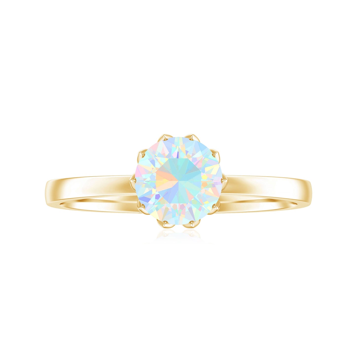 Natural 2 Cart Ethiopian Opal Engagement Ring in Lotus Basket Setting