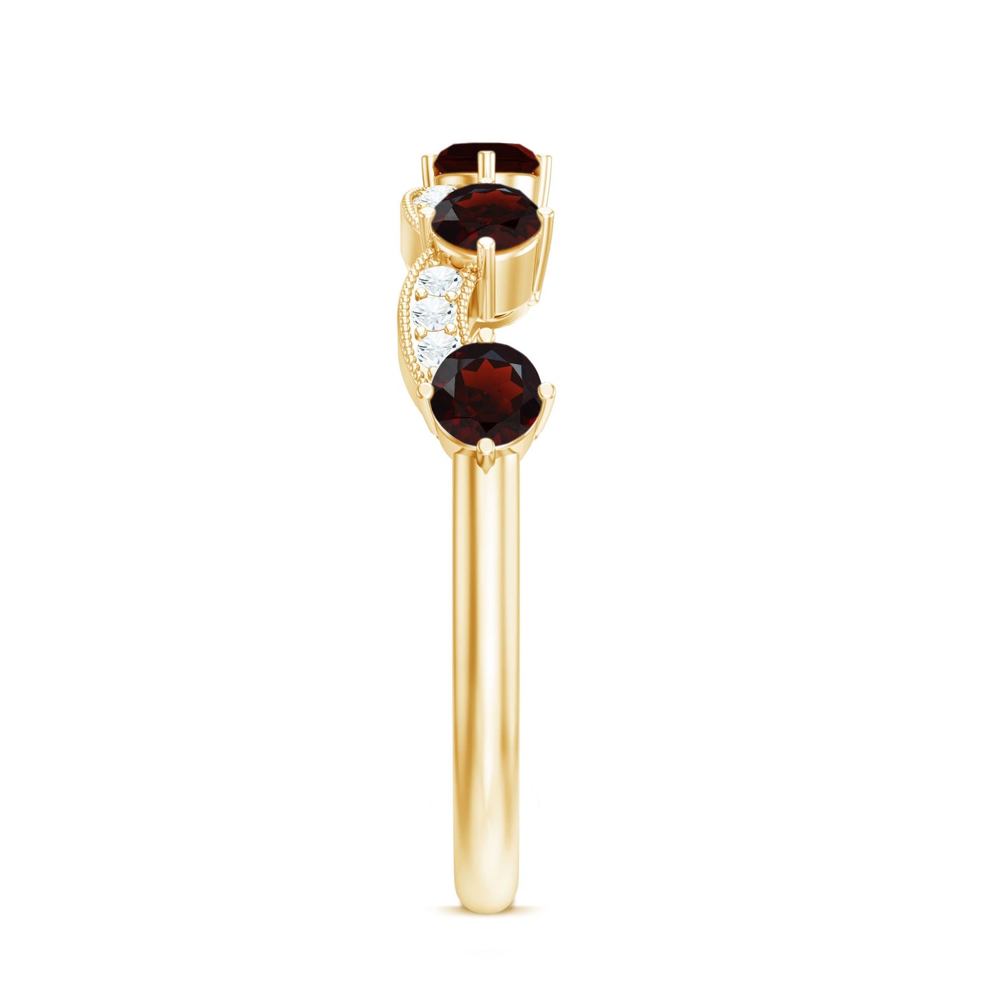 Natural Garnet Diamond Half Eternity Ring for Anniversary