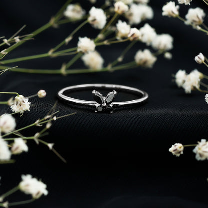 Genuine Black Onyx Butterfly Promise Ring