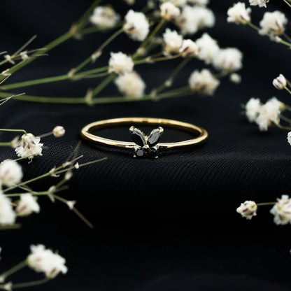 Genuine Black Onyx Butterfly Promise Ring