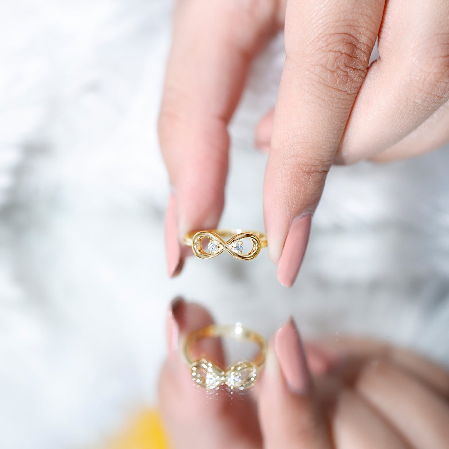 Minimalist Moissanite Infinity Promise Ring
