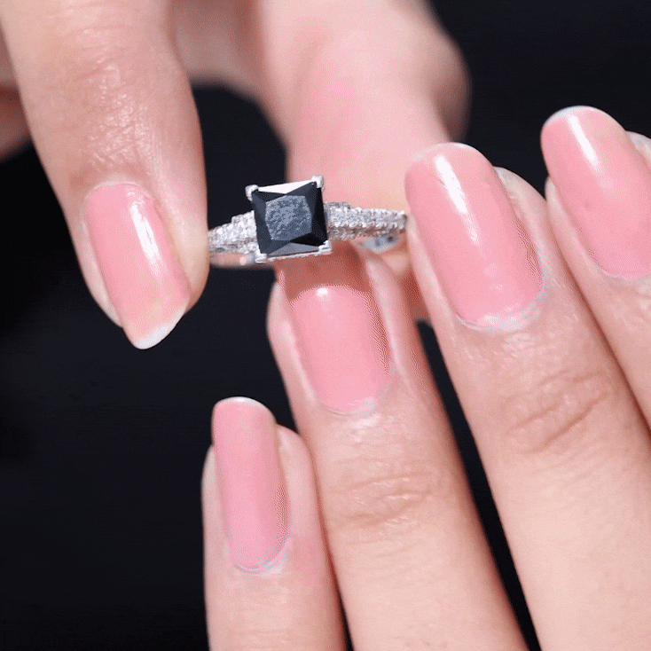 Vintage Inspired 1 Carat Lab Created Black and White Diamond Engagement Ring