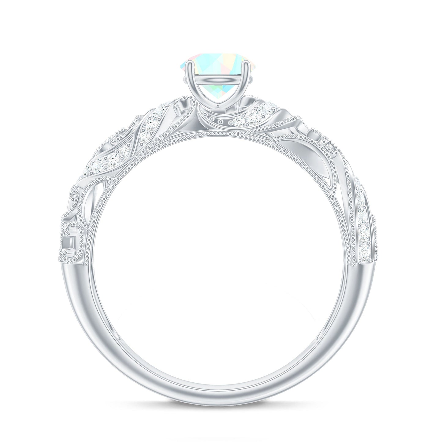 Natural Ethiopian Opal Diamond Vintage Looking Engagement Ring with Certificate