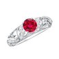Lab Created Ruby and Diamond Vintage Inspired Engagement Ring