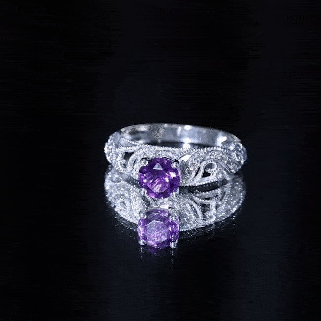 Vintage Inspired 1.2 Carat Amethyst Engagement Ring with Diamond
