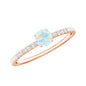 Genuine Ethiopian Opal Promise Ring with Diamond Side Stones