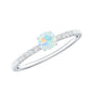 Genuine Ethiopian Opal Promise Ring with Diamond Side Stones