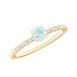 Genuine Ethiopian Opal Promise Ring with Diamond Side Stones